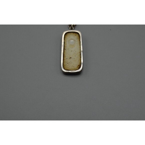 Blue & White Bar Pendant Rope Chain Necklace Sterling Silver 15.5" Chinese Asian - Picture 9 of 11